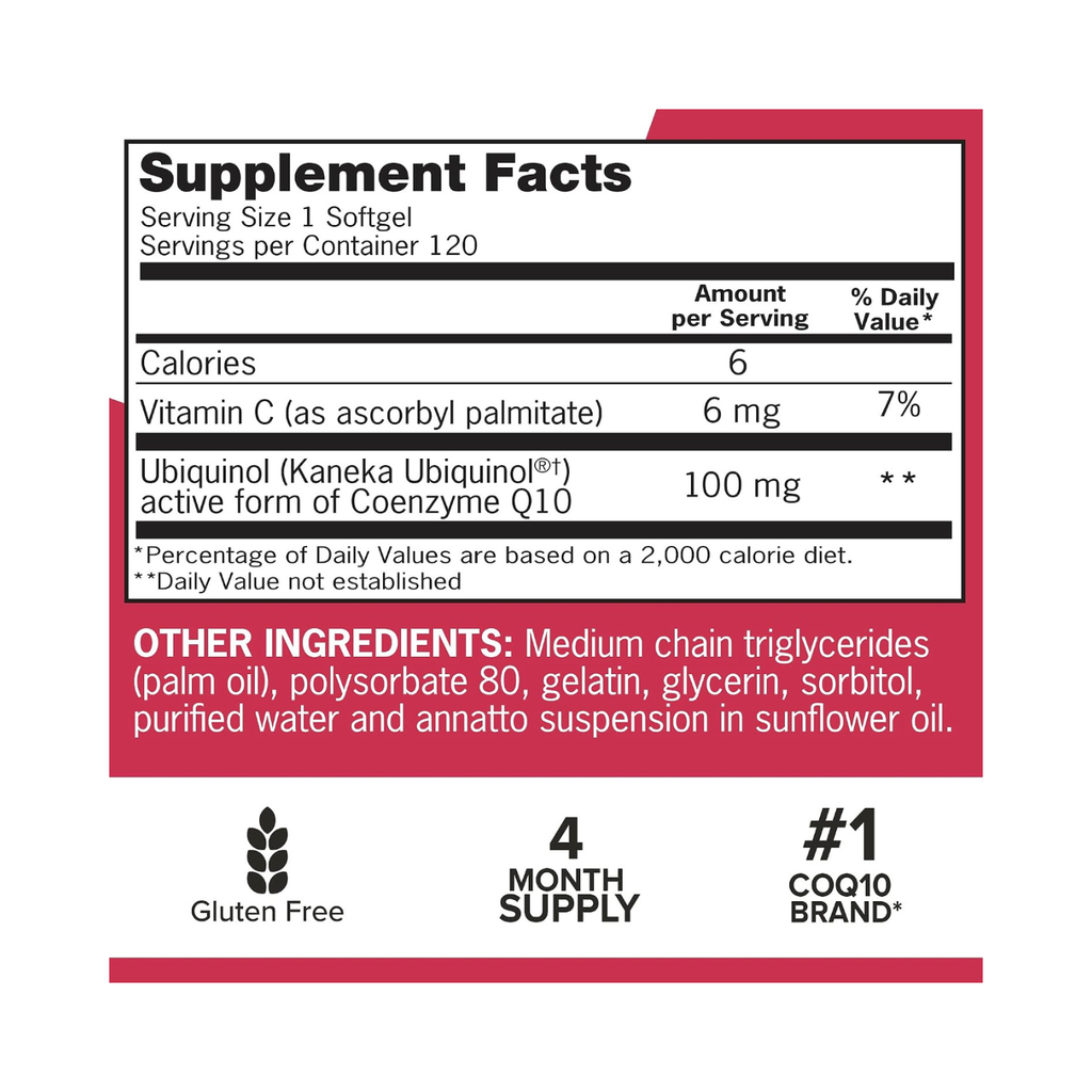 Qunol Ubiquinol Coq10 100 Mg 120 Softgels