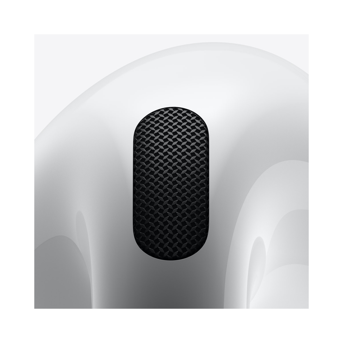 Vista de detalle de la rejilla del micrófono del auricular Apple AirPods 4