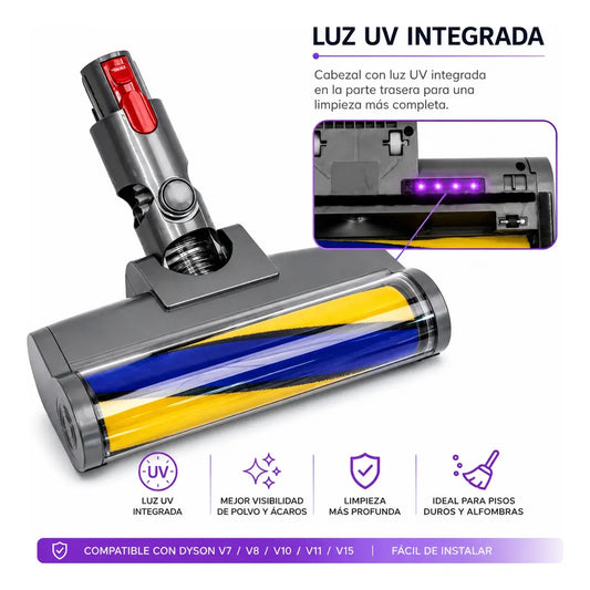 Cepillo Motorizado Antiácaros Compatible Dyson Verde