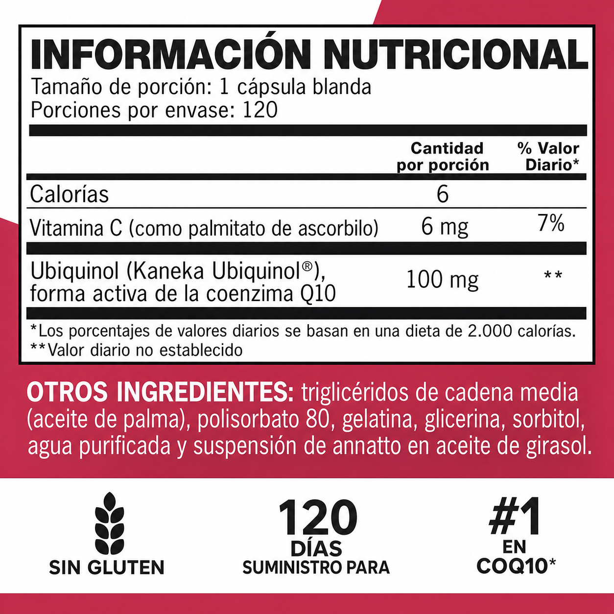 QUNOL MEGA COQ10 UBIQUINOL 100 MG — 120 CÁPSULAS BLANDAS